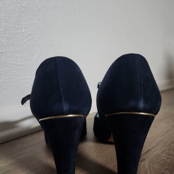 Vintage Blue Suede Heels - Picture 3 of 3